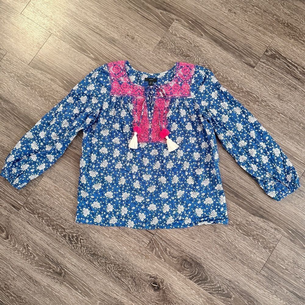 J. Crew Starina Embroidered Cotton Blouse